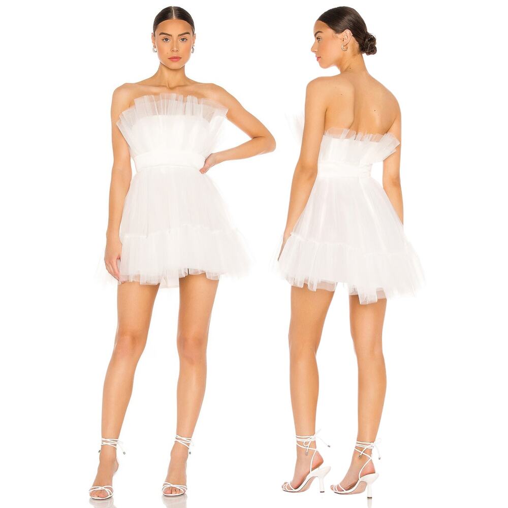 Katie May Ellee Tulle Mini Dress Strapless Bridal Cocktail Hoco Party Formal S